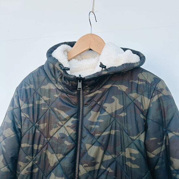 Sanctuary Women’s Reversible Midweight Camo Sherpa Jacket Full Zip XS Small - Picture 4 of 12